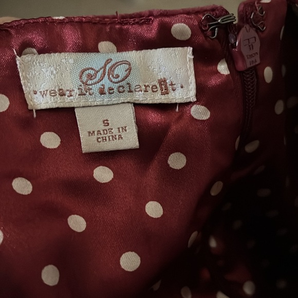 SO Red Velvet Wide Straps Tie Ribbon Waist Pockets Baby Doll Dress S - Picture 7 of 10